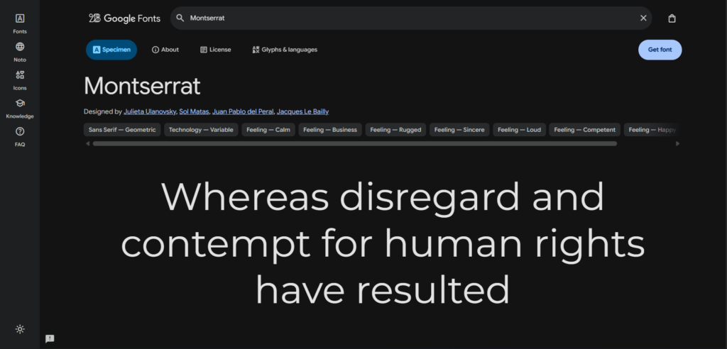 Montserrat Font Profile in Google Fonts