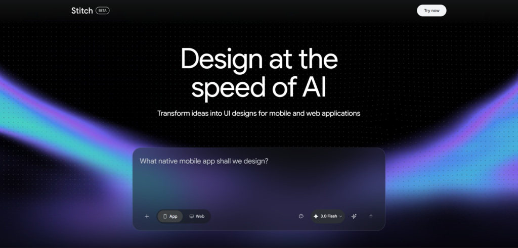 Google Stitch canvas interface