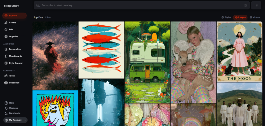 Mid journey AI Home Page