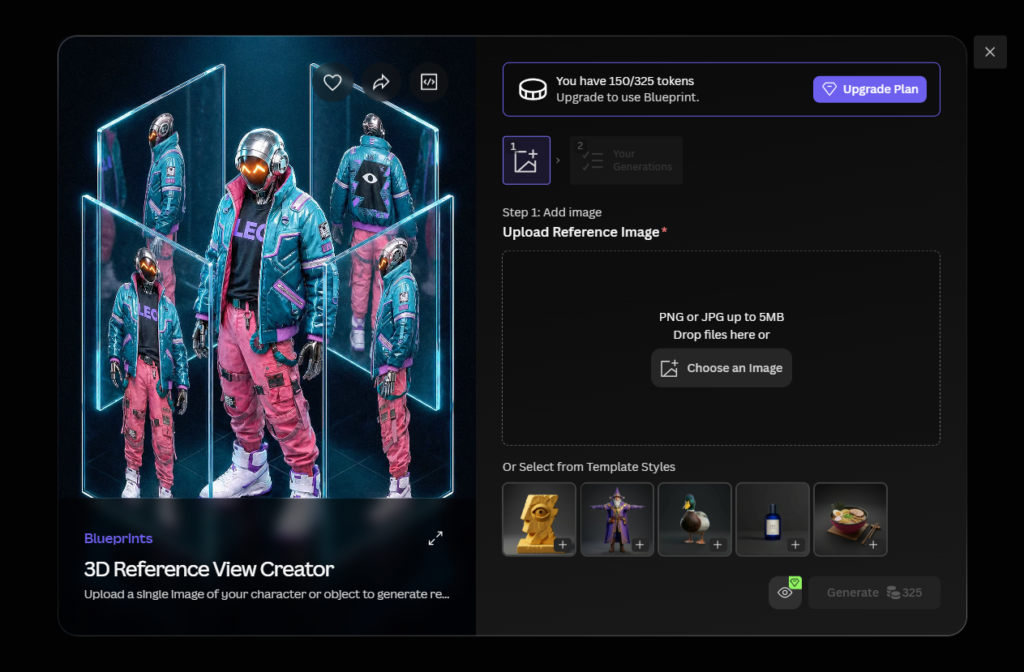 Leonardo AI 3D Blueprints page