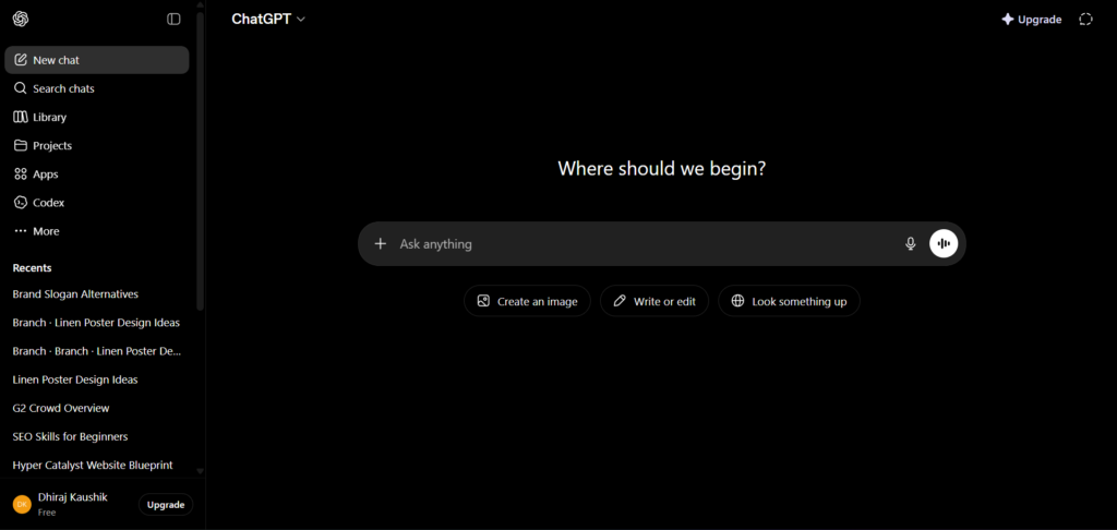 ChatGPT Home Page