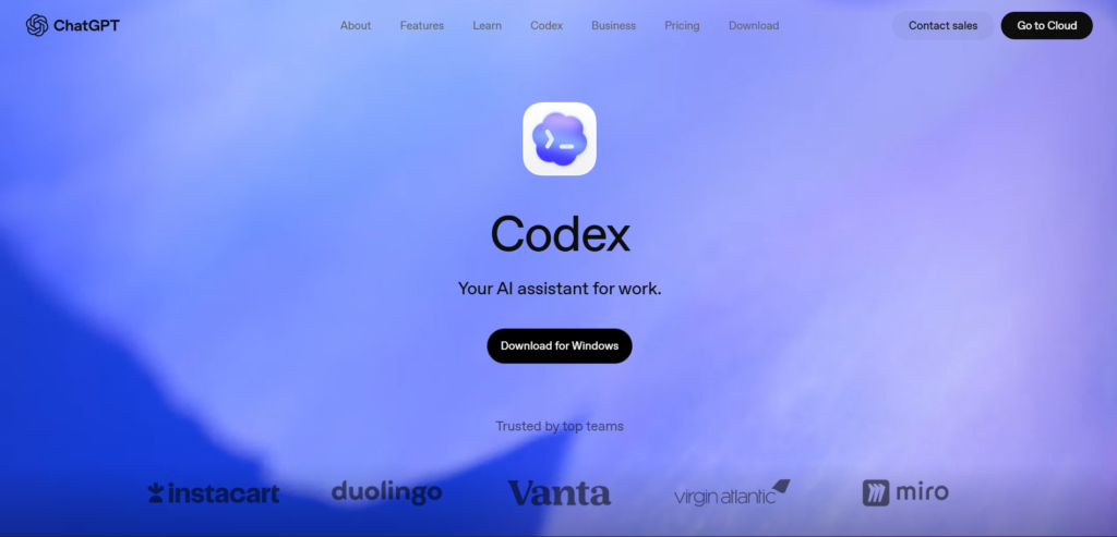 ChatGPT Codex page