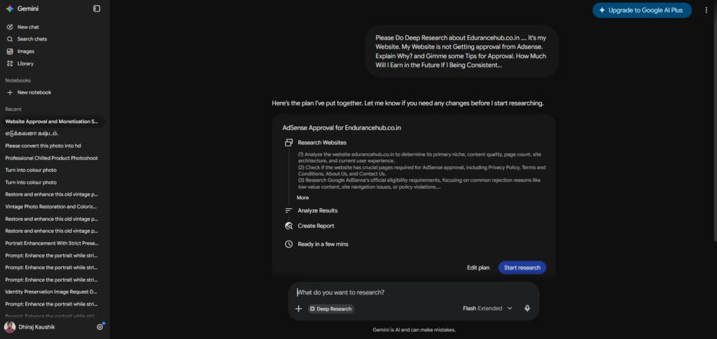 Google Gemini Deep Research Execution