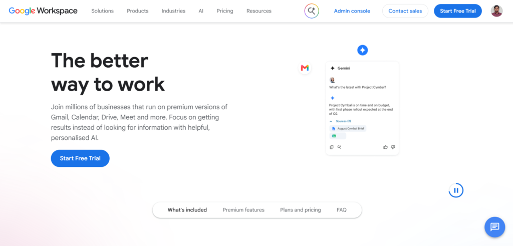 Google Workspace Home Page