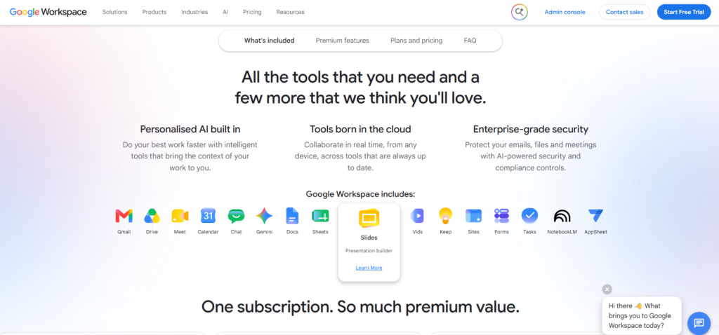 Google Workspace Slides Option