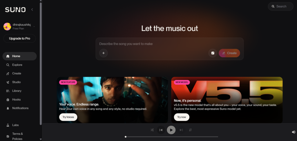 Suno AI Home Page