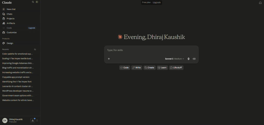 Claude AI Home Page