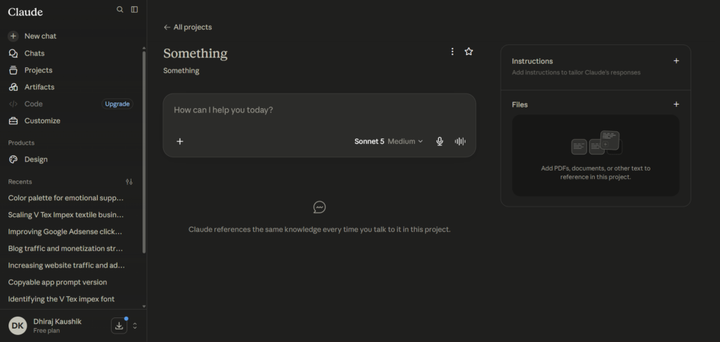 Claude AI Projects Chat Page