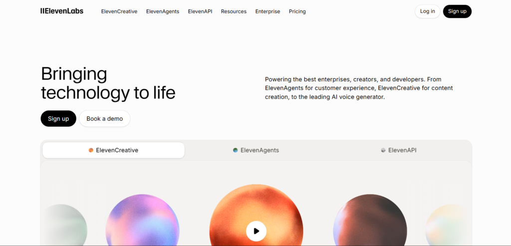 ElevenLabs Home page