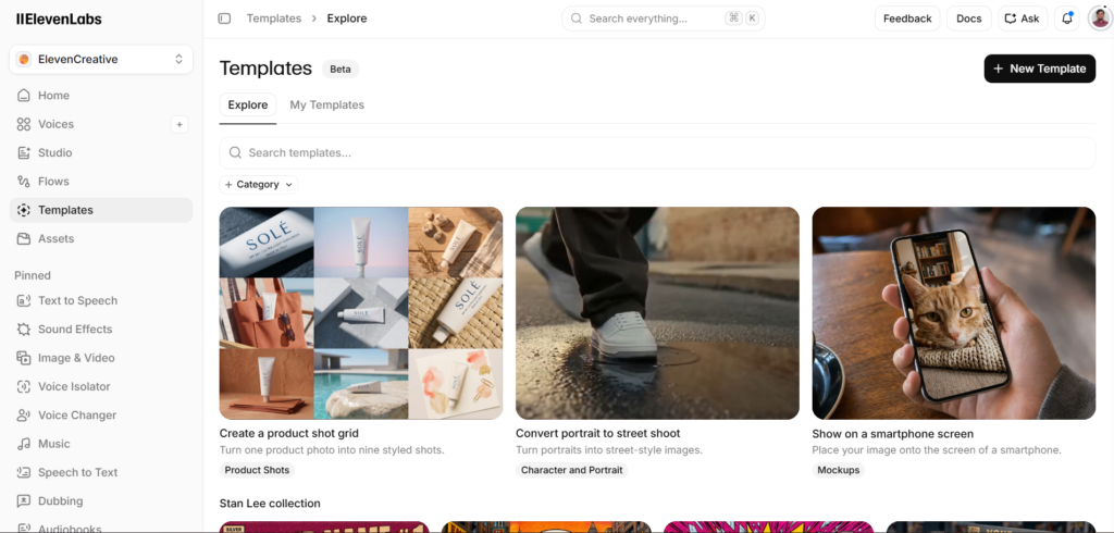 ElevenLabs Templates Page