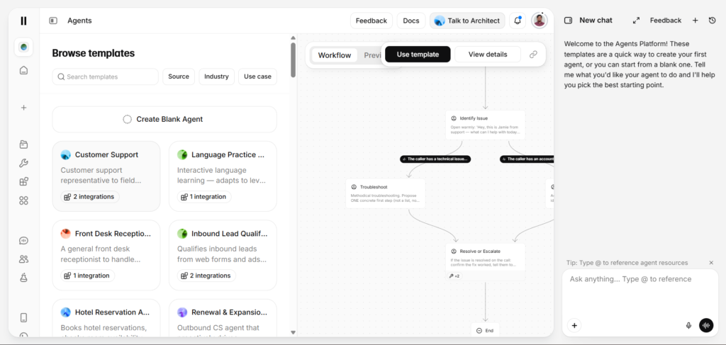 ElevenLabs Agentic AI Workflows Page