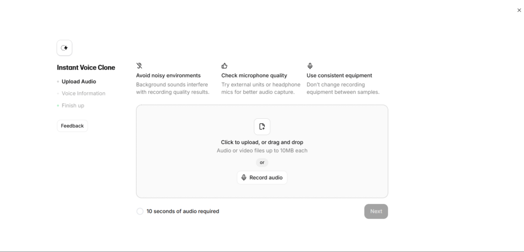 ElevenLabs Voice Cloning Page