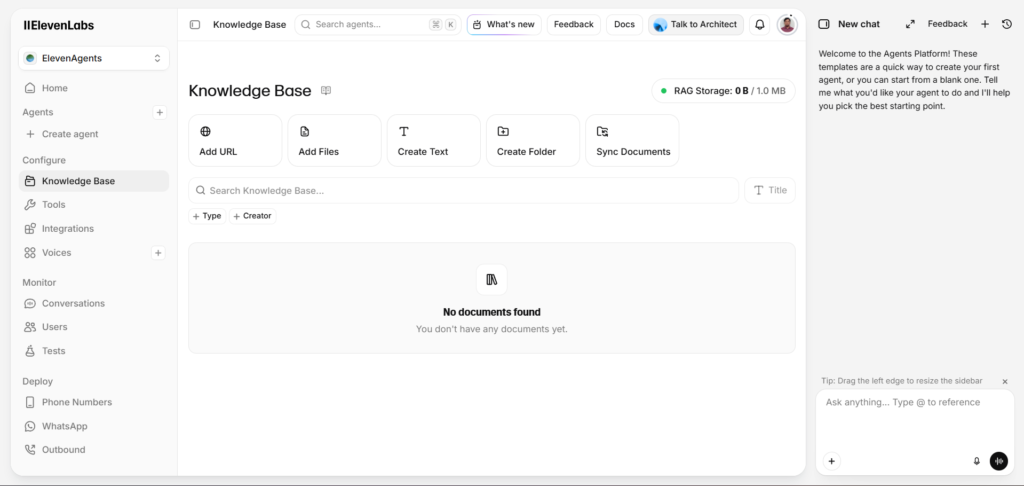 ElevenLabs Agents Knowledge Base