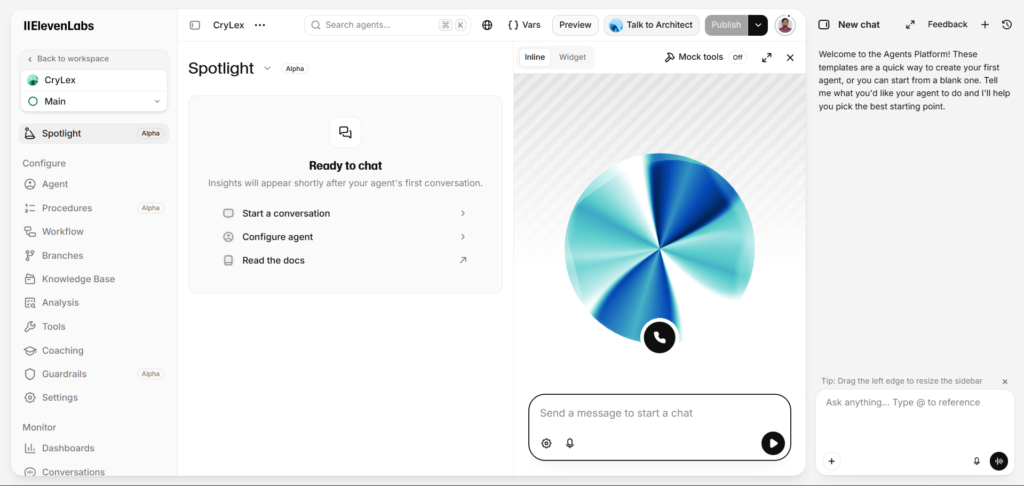 ElevenLabs Conversational AI Agent Page